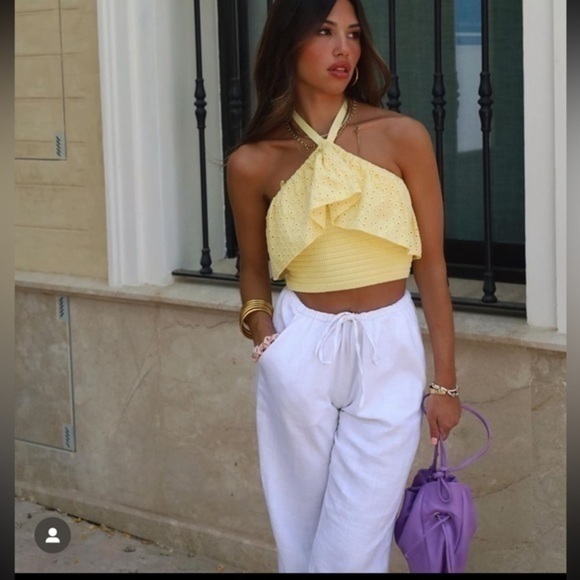 Zara Tops - Zara embroidered eyelet knit top 4331 129